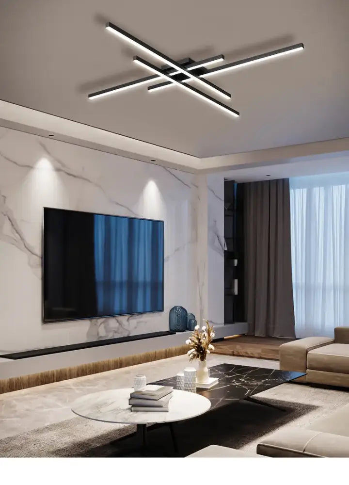 Modern black chandelier square led light for living room