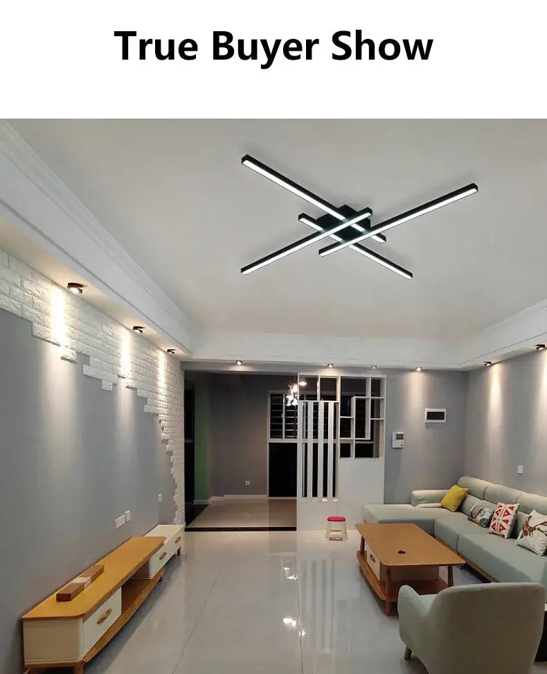 Modern black chandelier square led light for living room
