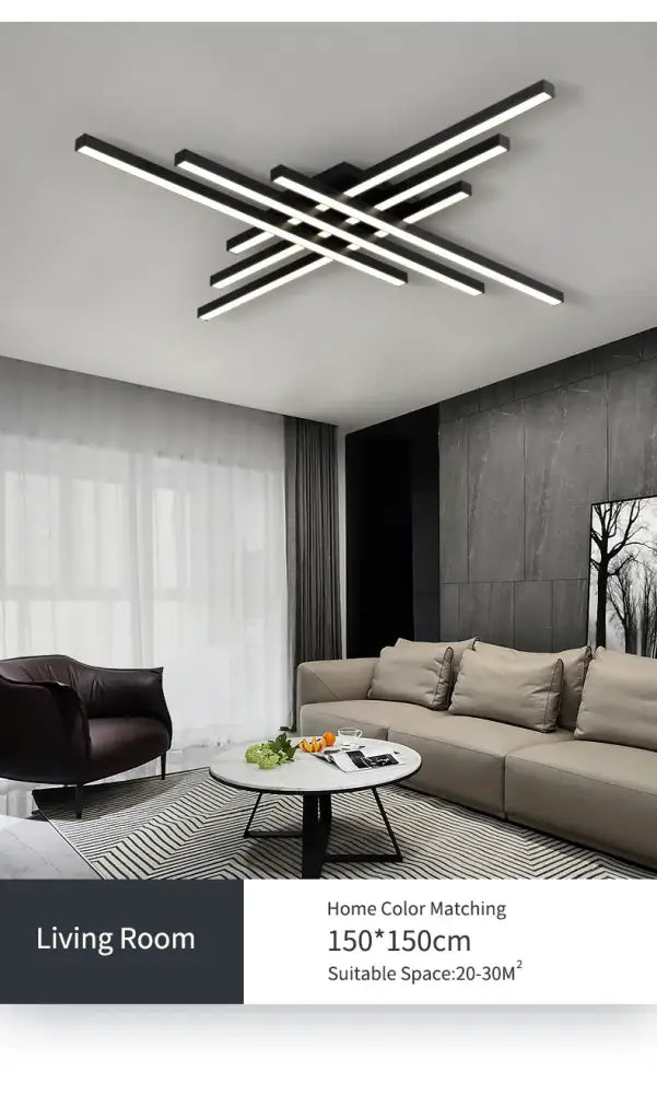 Modern black chandelier square led light for living room
