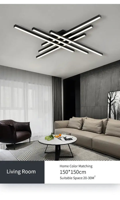 Modern black chandelier square led light for living room