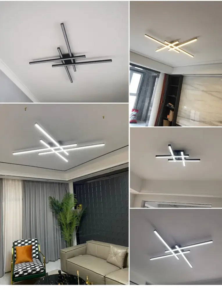 Modern black chandelier square led light for living room