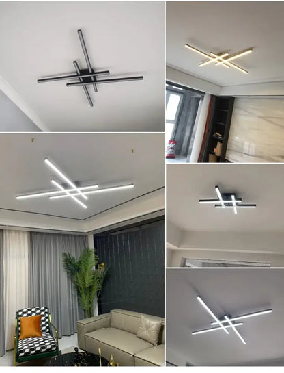 Modern black chandelier square led light for living room