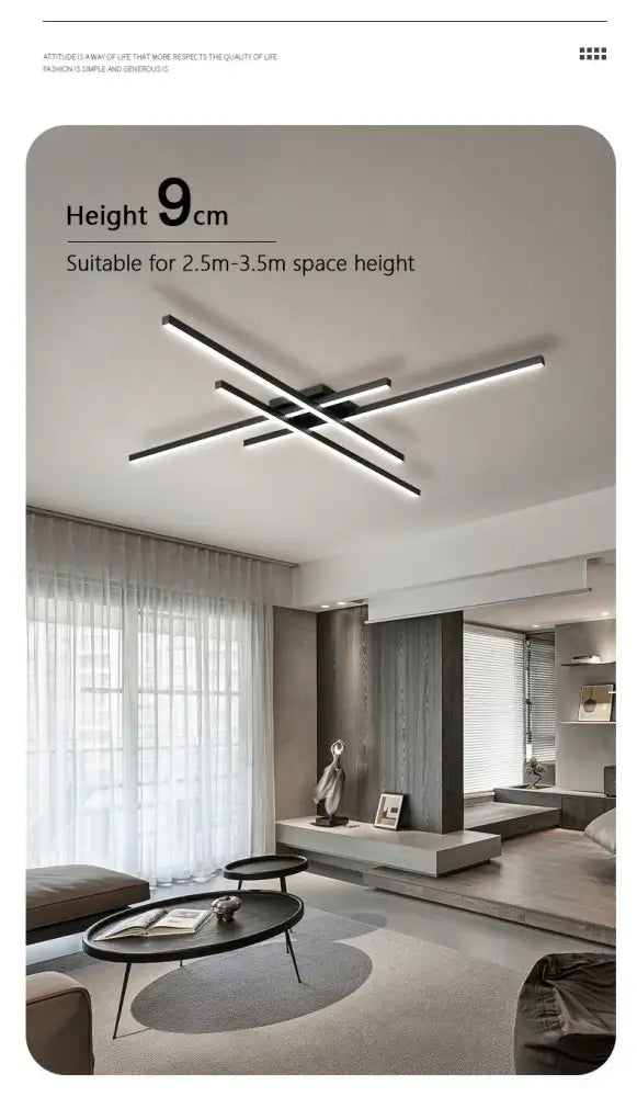 Modern black chandelier square led light for living room