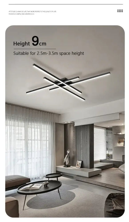 Modern black chandelier square led light for living room