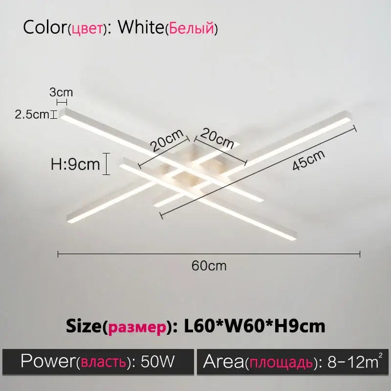 Modern black chandelier square led light for living room