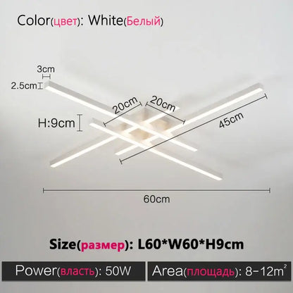 Modern black chandelier square led light for living room