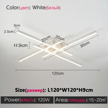 Modern black chandelier square led light for living room