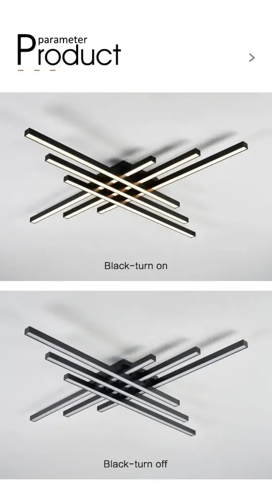 Modern black chandelier square led light for living room