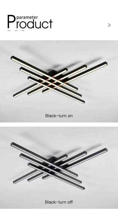 Modern black chandelier square led light for living room