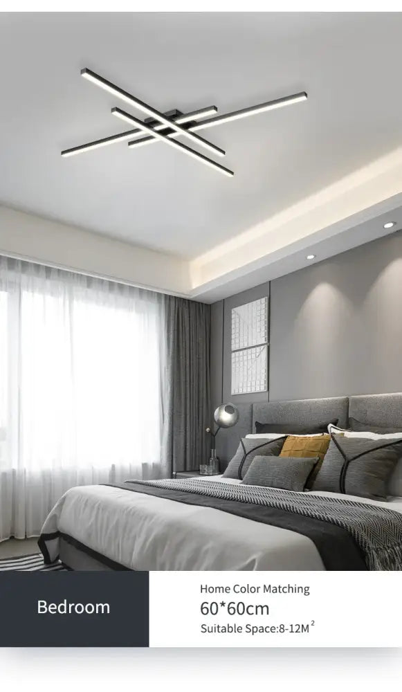 Modern black chandelier square led light for living room
