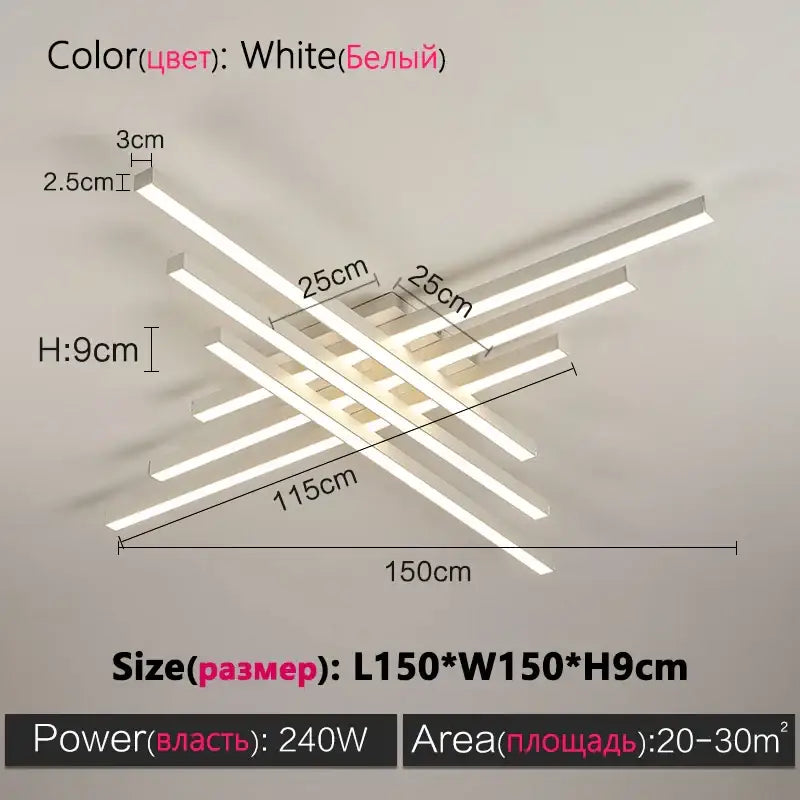 Modern black chandelier square led light for living room