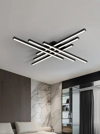 Modern black chandelier square led light for living room