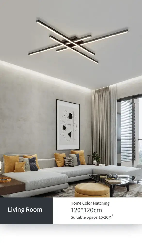 Modern black chandelier square led light for living room