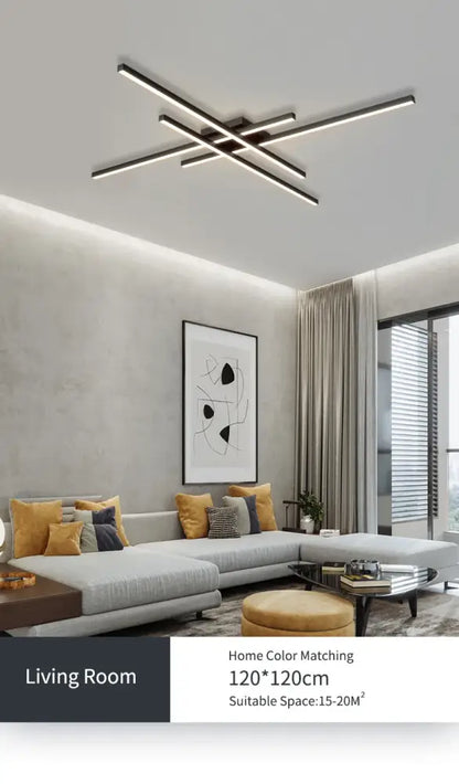Modern black chandelier square led light for living room