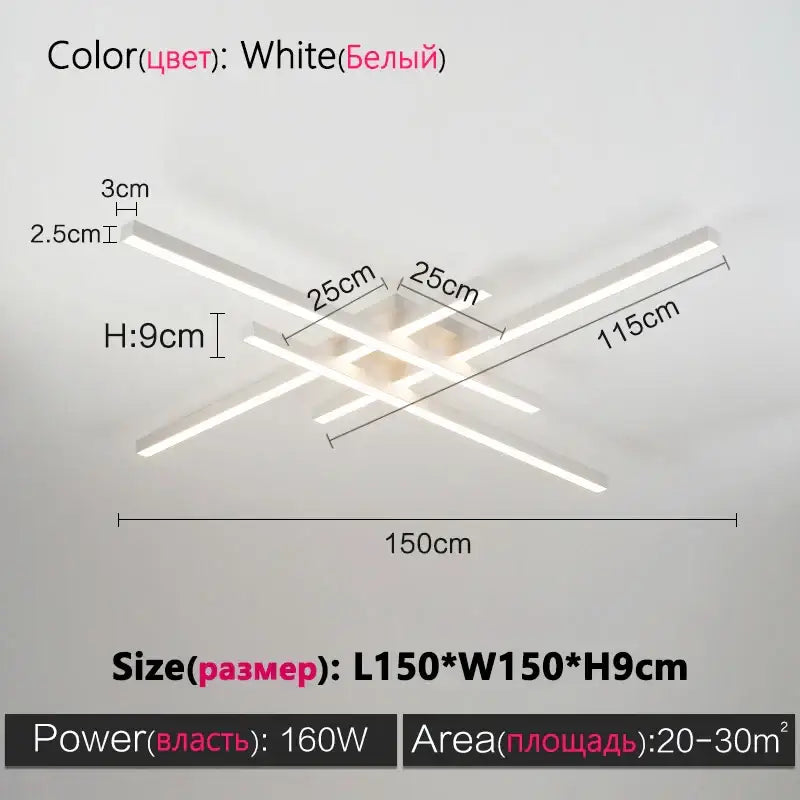 Modern black chandelier square led light for living room