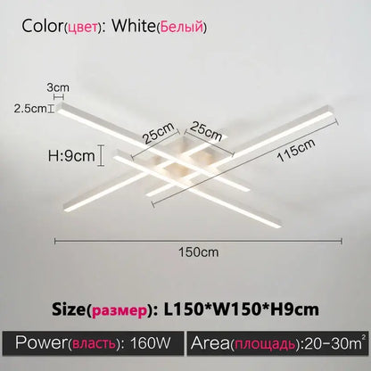 Modern black chandelier square led light for living room
