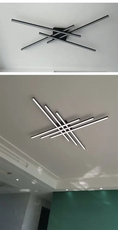 Modern black chandelier square led light for living room