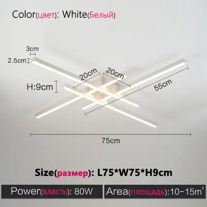 Modern black chandelier square led light for living room