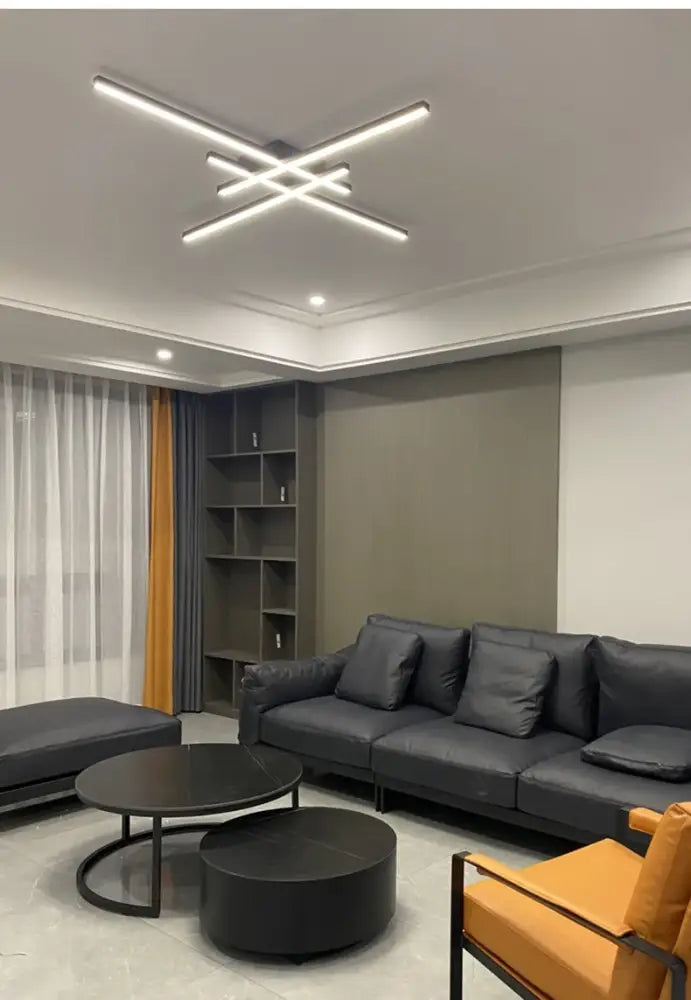 Modern black chandelier square led light for living room