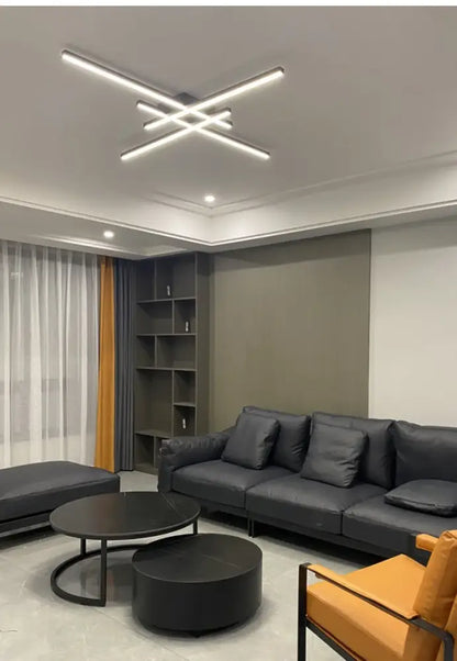 Modern black chandelier square led light for living room