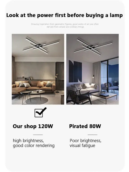Modern black chandelier square led light for living room