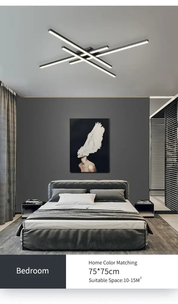 Modern black chandelier square led light for living room