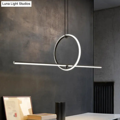 Modern black metal led pendant light for dining room island