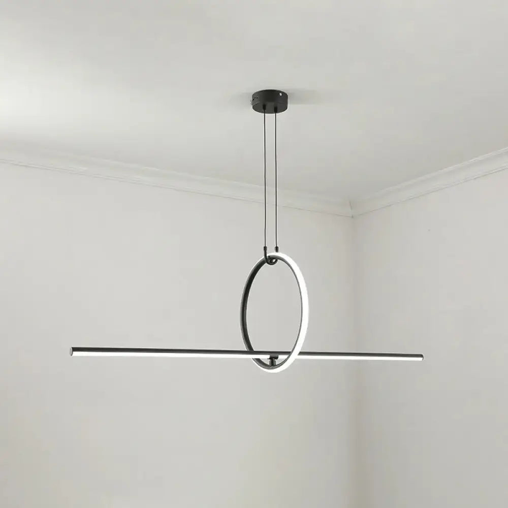 Modern black metal led pendant light for dining room island
