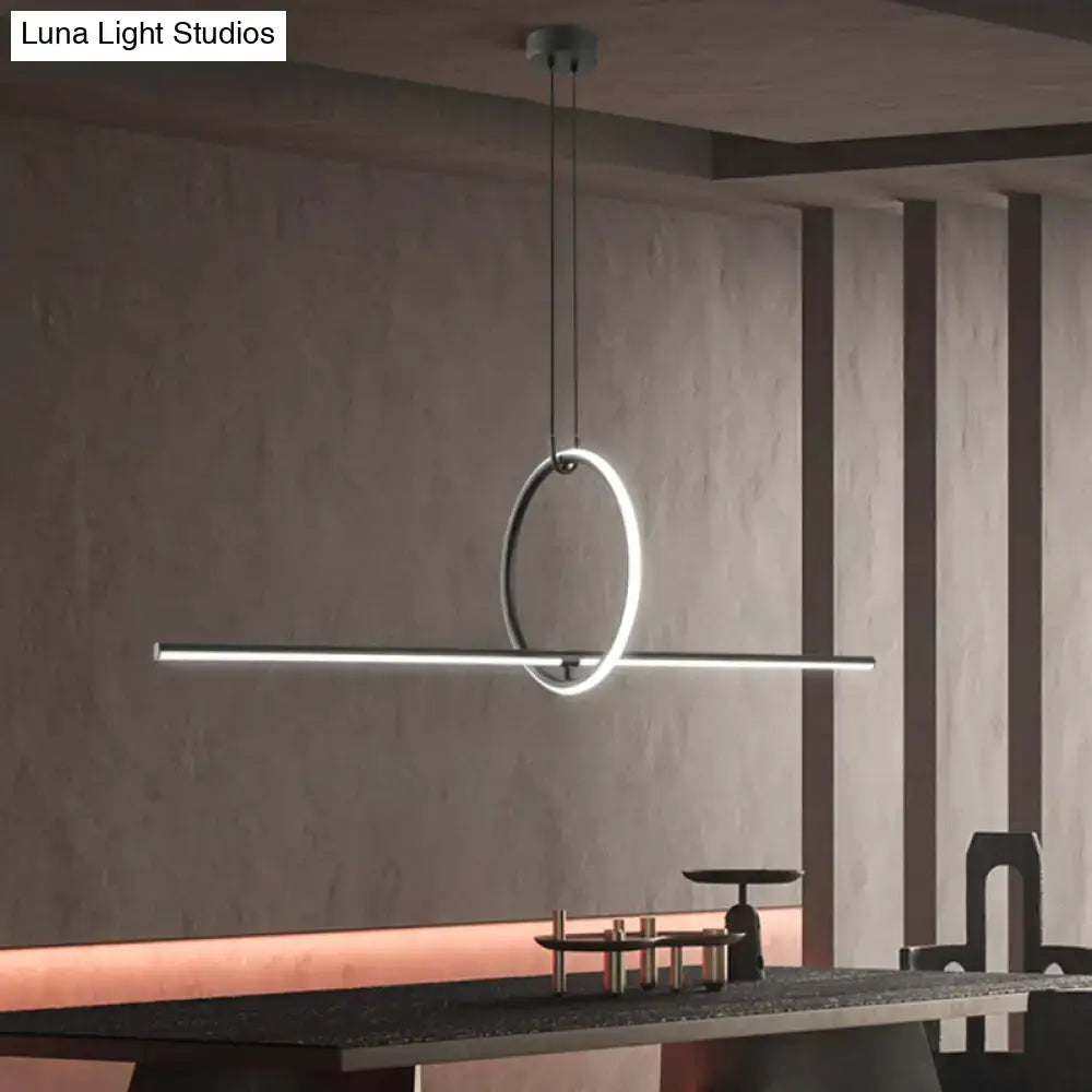 Modern black metal led pendant light for dining room island