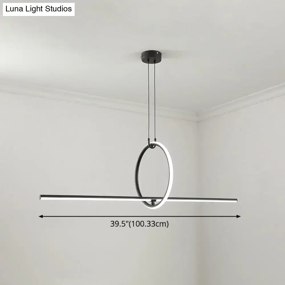 Modern black metal led pendant light for dining room island