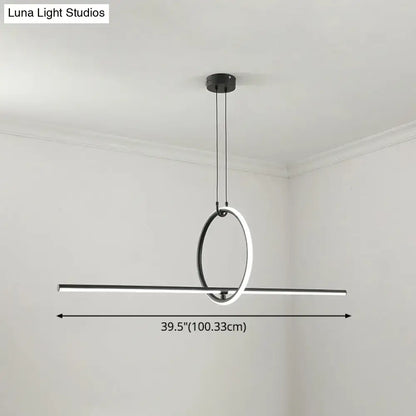 Modern black metal led pendant light for dining room island