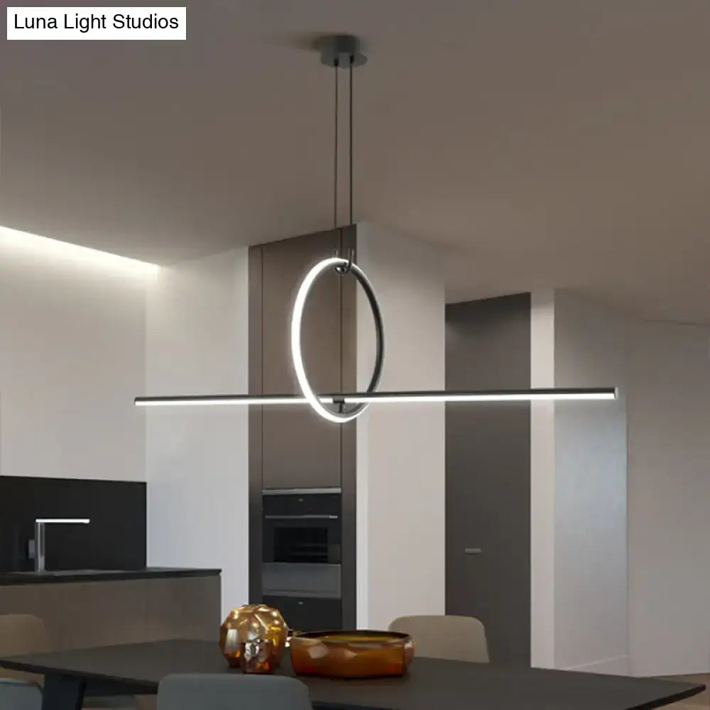 Modern black metal led pendant light for dining room island