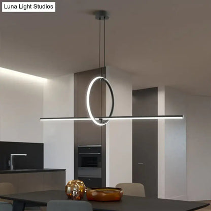Modern black metal led pendant light for dining room island