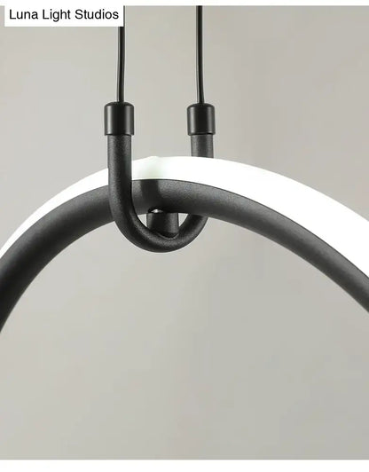 Modern black metal led pendant light for dining room island