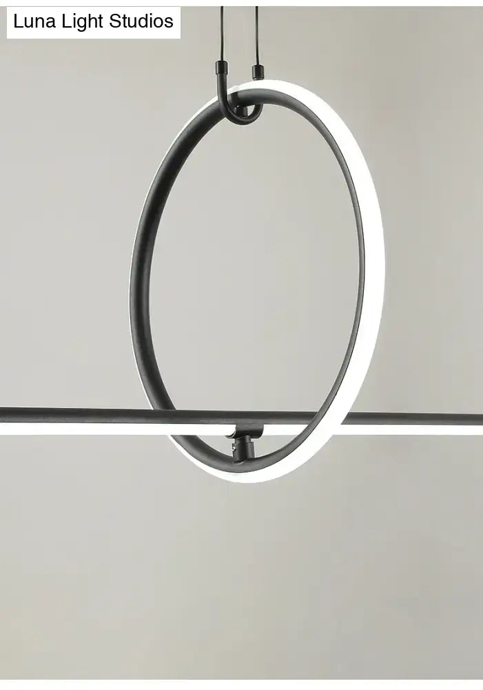 Modern black metal led pendant light for dining room island