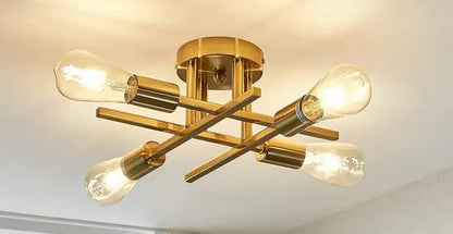 Modern black 4 light flush mount chandelier – living room ceiling fixture
