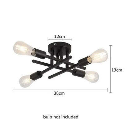 Modern black 4 light flush mount chandelier – living room ceiling fixture