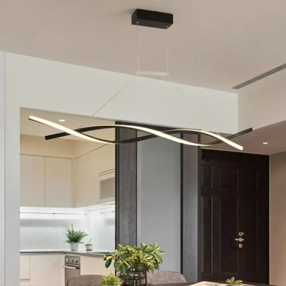 Modern black twist led pendant light dining room minimalist chandelier