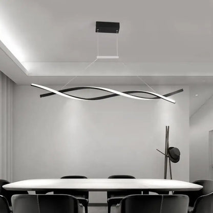 Modern black twist led pendant light dining room minimalist chandelier