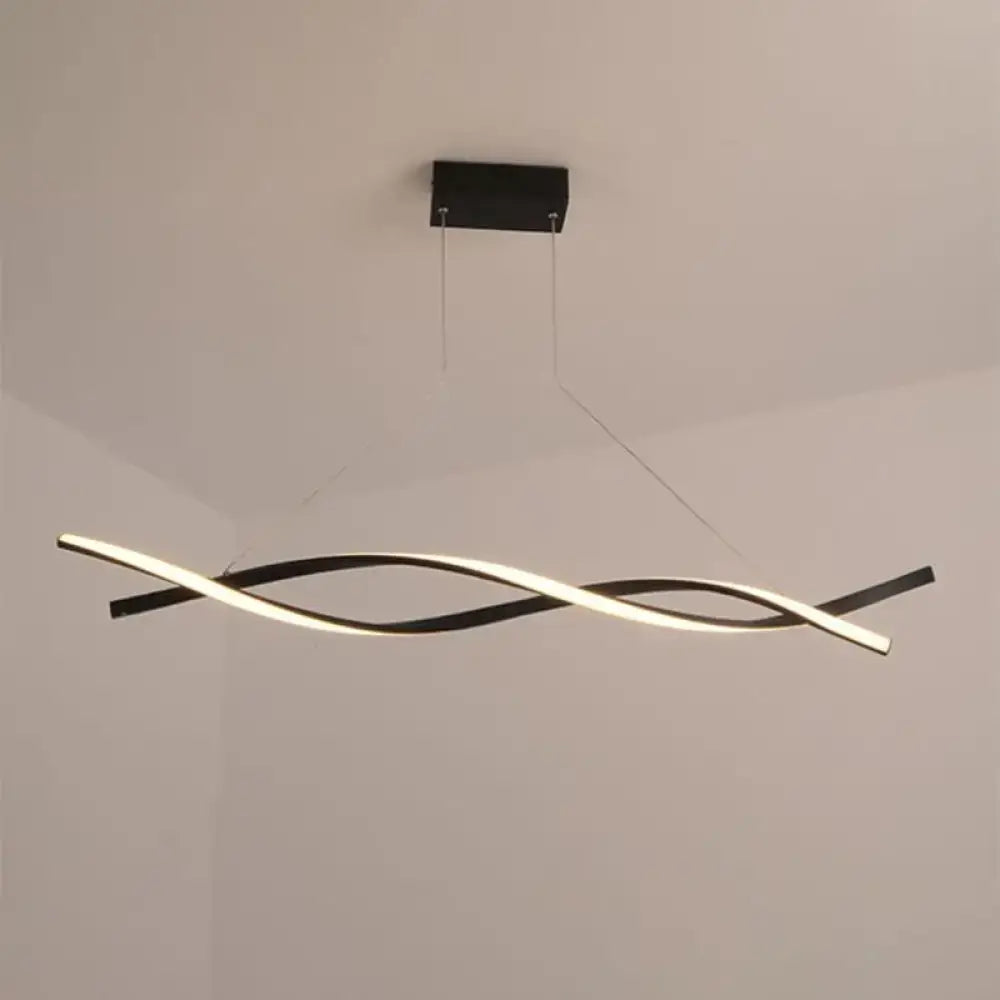 Modern black twist led pendant light dining room minimalist chandelier