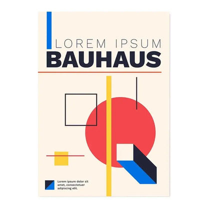 Minimalist blue bauhaus canvas print living room wall art