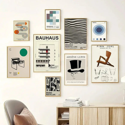 Modern arsène lupin beige & black canvas print living room wall decor