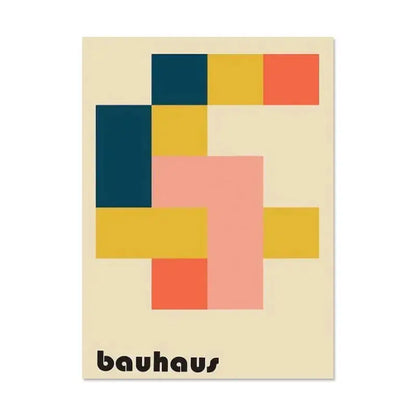 Vintage orange bauhaus canvas print living room white modernism art