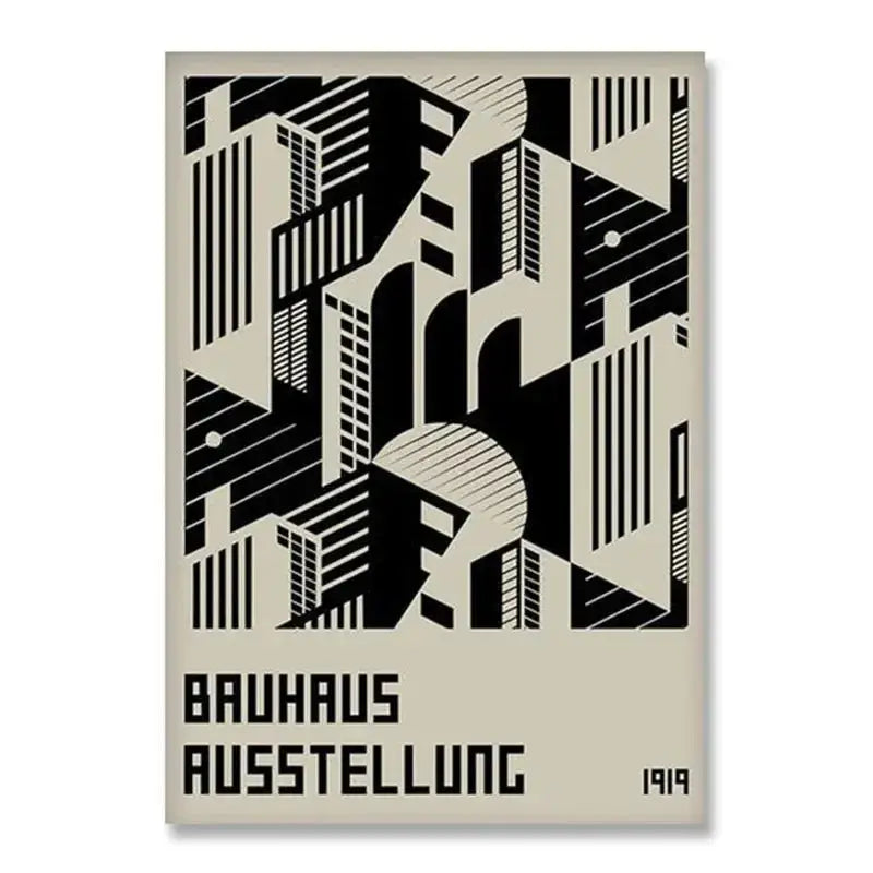 Minimalist blue bauhaus canvas print living room wall art