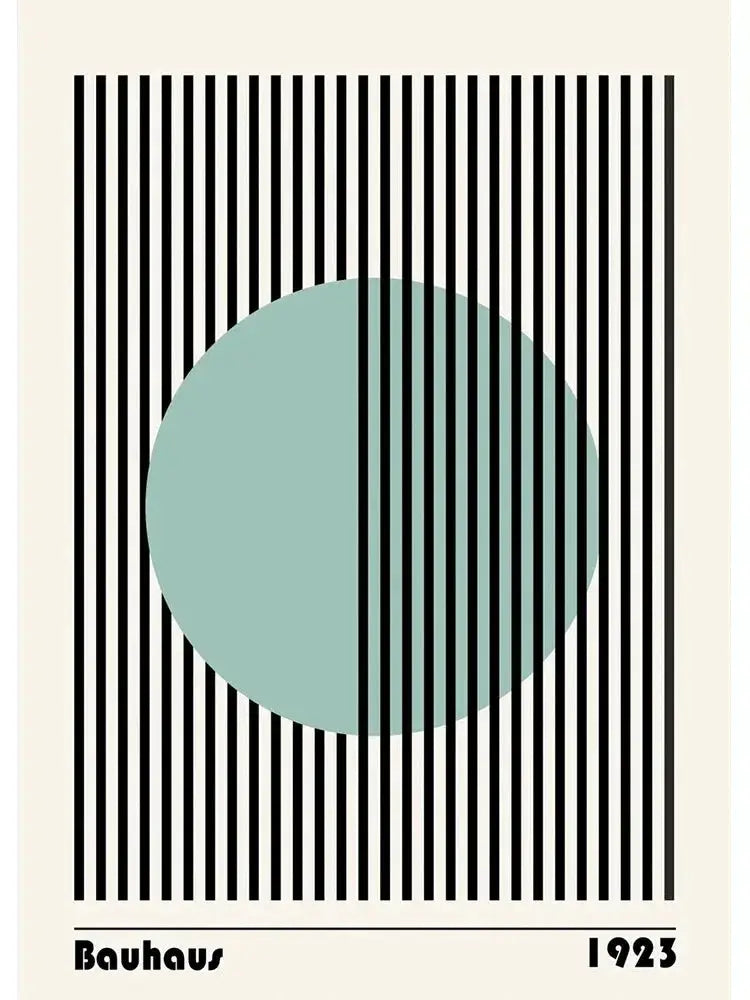 Minimalist blue & cream bauhaus canvas print living room wall art