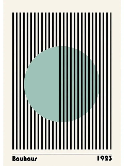 Minimalist blue & cream bauhaus canvas print living room wall art
