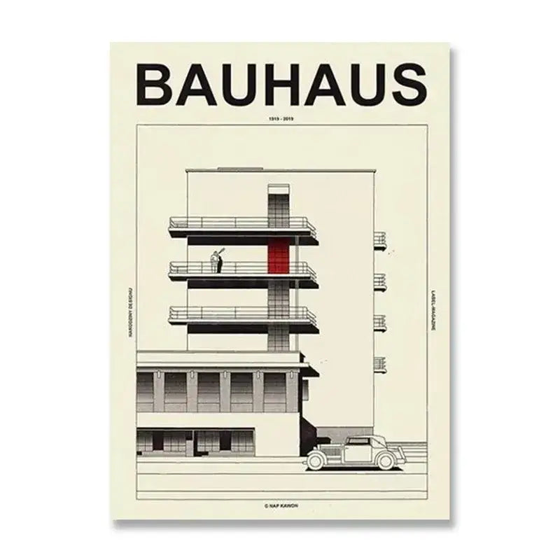 Modern bauhaus canvas print living room abstract geometric poster