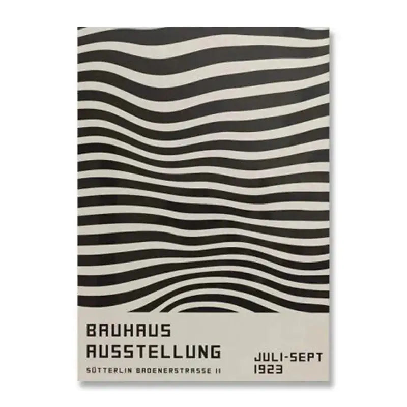 Modern bauhaus canvas print black & white wavy living room decor