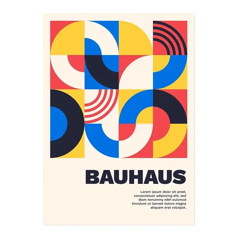 Minimalist teal bauhaus exhibition canvas print living room decor