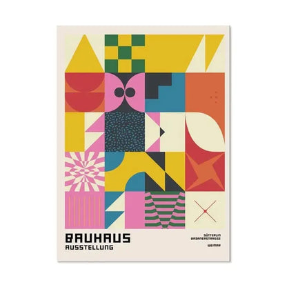 Minimalist teal bauhaus exhibition canvas print living room decor